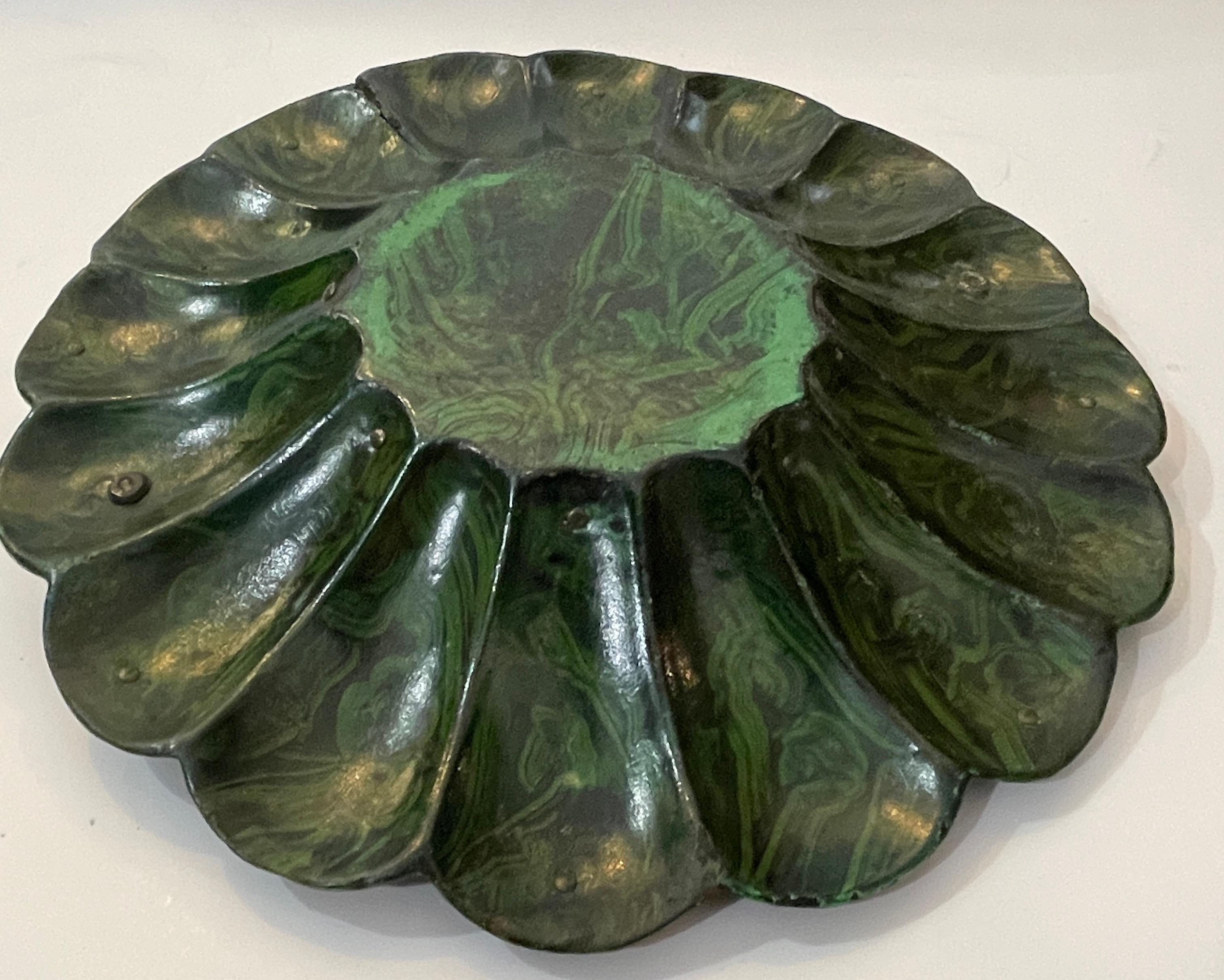 Victorian Faux Malachite & Brass Papier Mache Basket, Alsager & Neville c.1870 For Sale 4