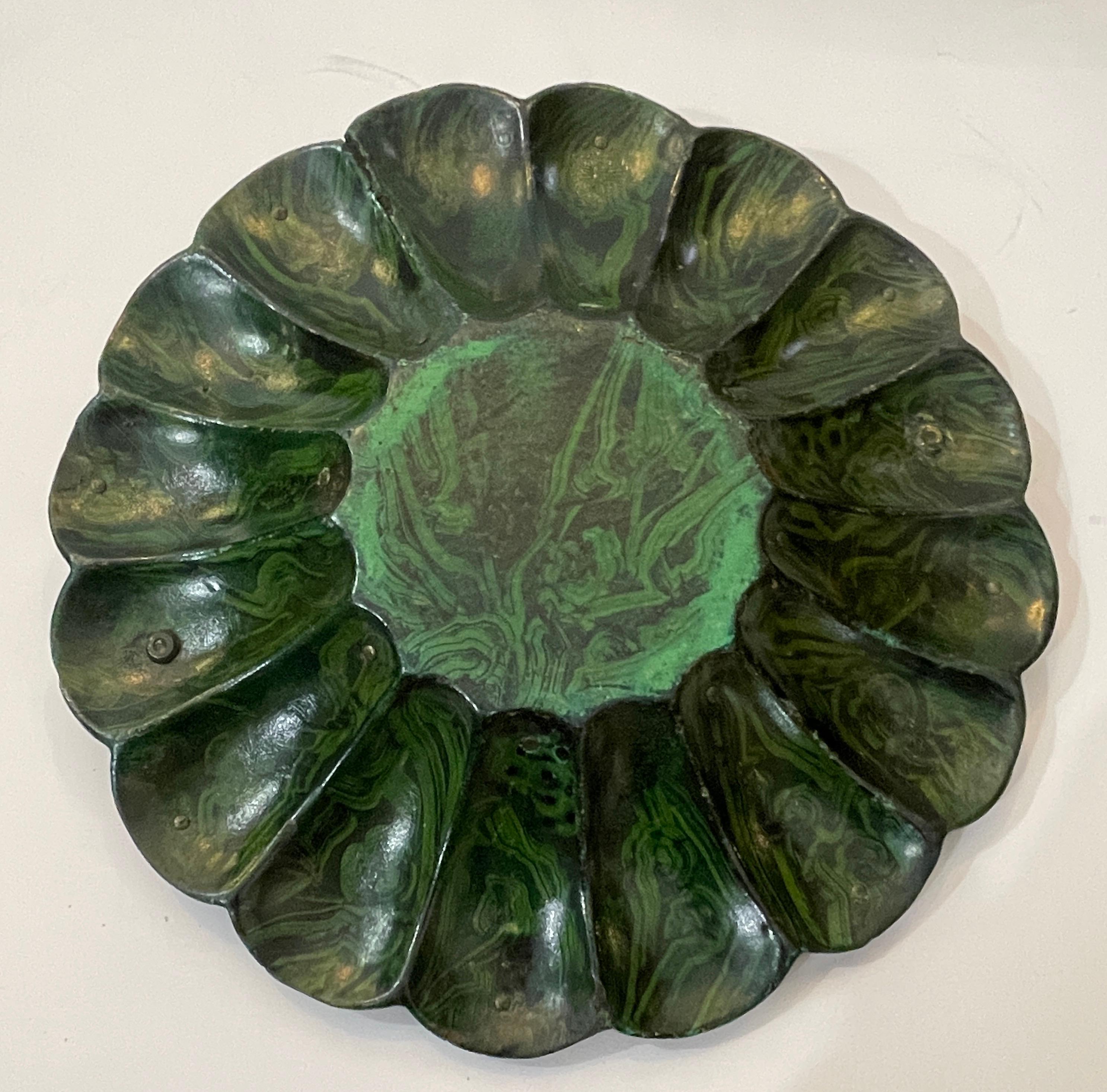 Victorian Faux Malachite & Brass Papier Mache Basket, Alsager & Neville c.1870 For Sale 5