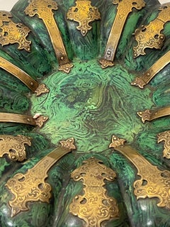 Viktorianischer Papiermaché-Korb aus Kunst Malachit und Messing, Alsager & Neville, um 1870