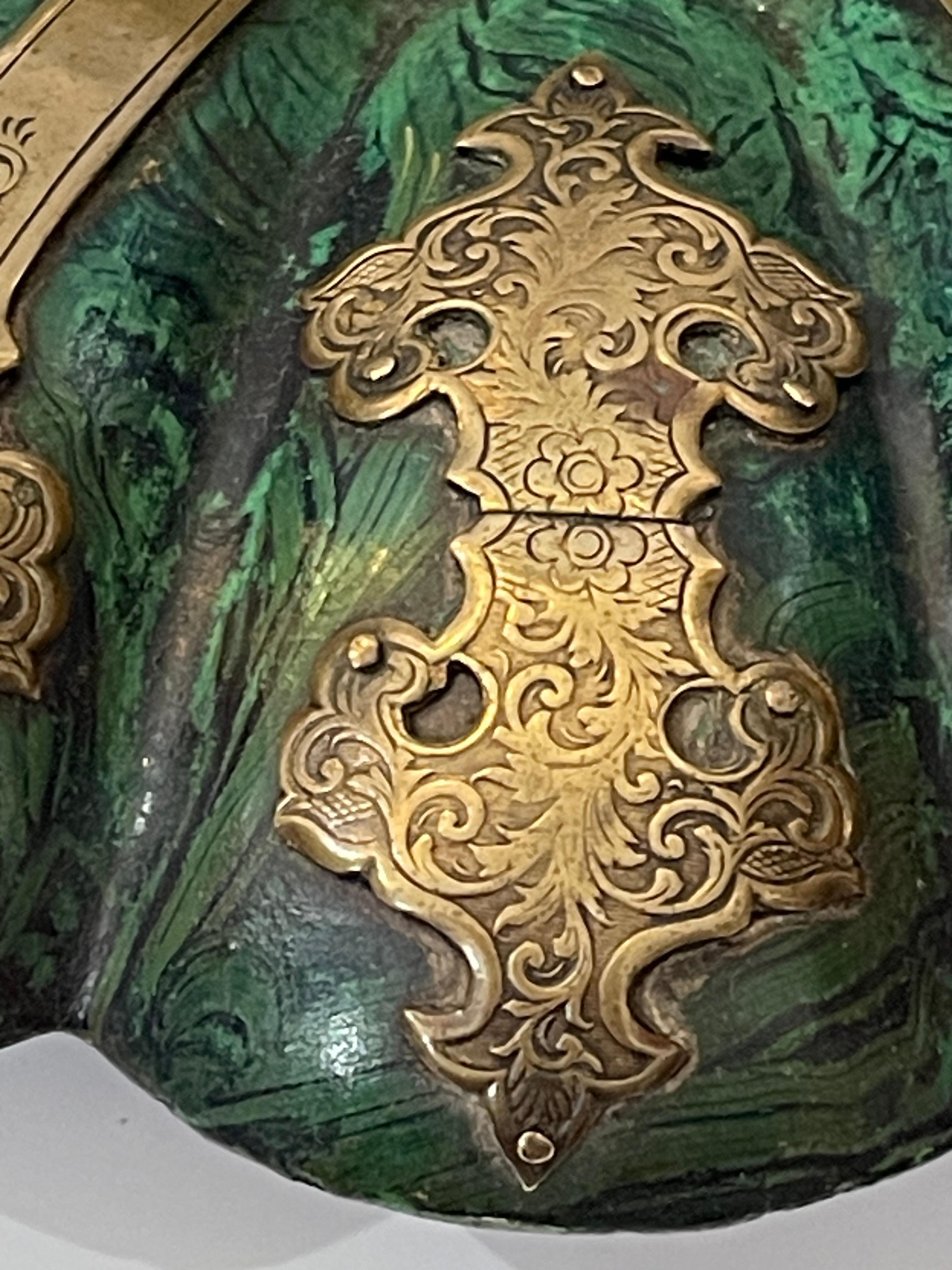 Paper Victorian Faux Malachite & Brass Papier Mache Basket, Alsager & Neville c.1870 For Sale