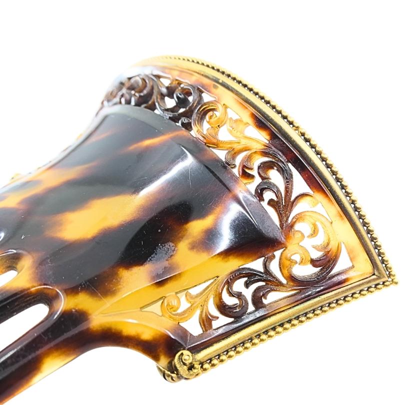 Viktorianische Faux Schildpatt 14k Gold Haarkamm im Angebot 3