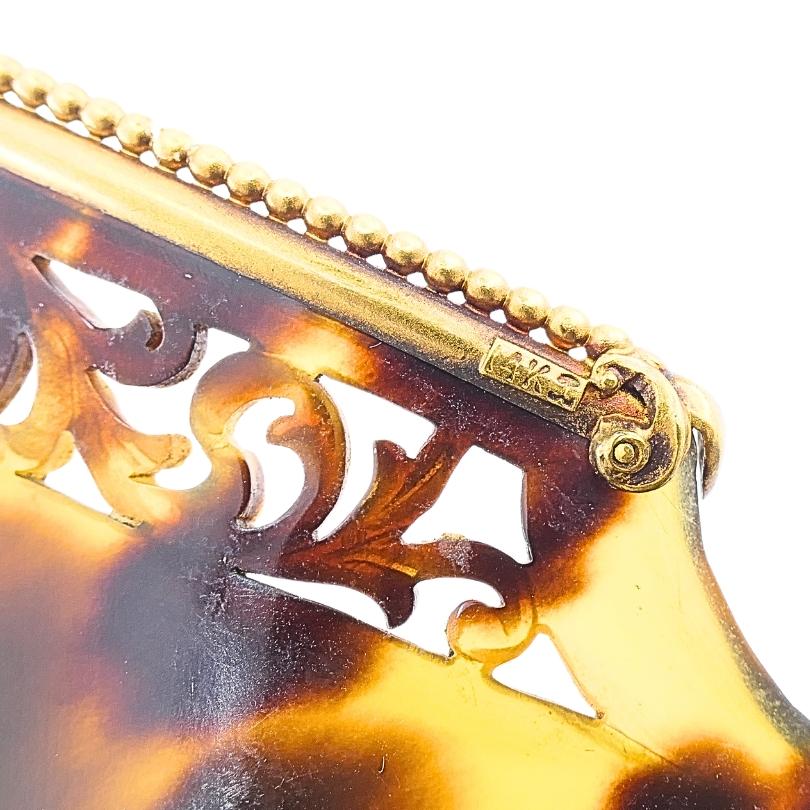 Viktorianische Faux Schildpatt 14k Gold Haarkamm im Angebot 4