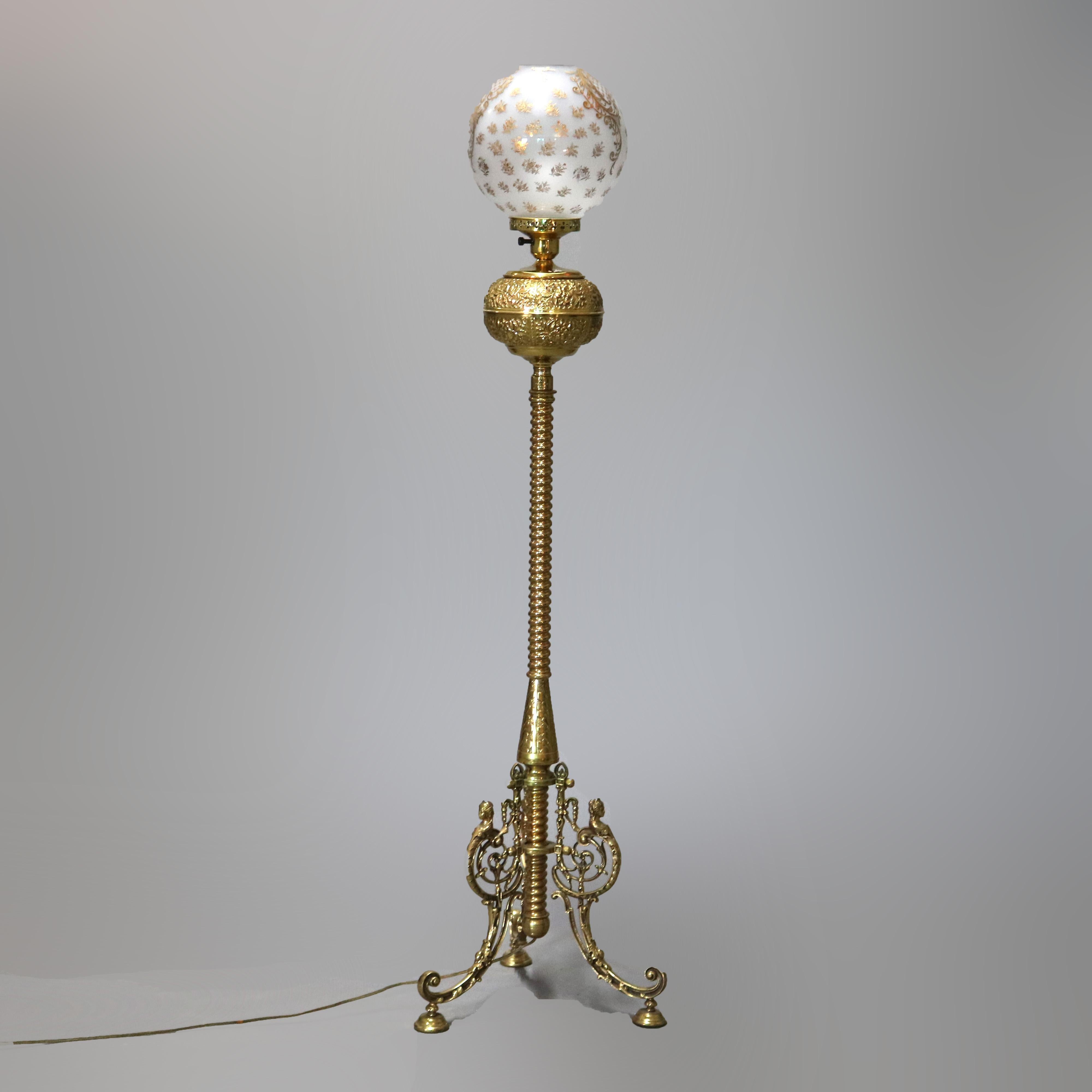 antique brass piano floor lamp