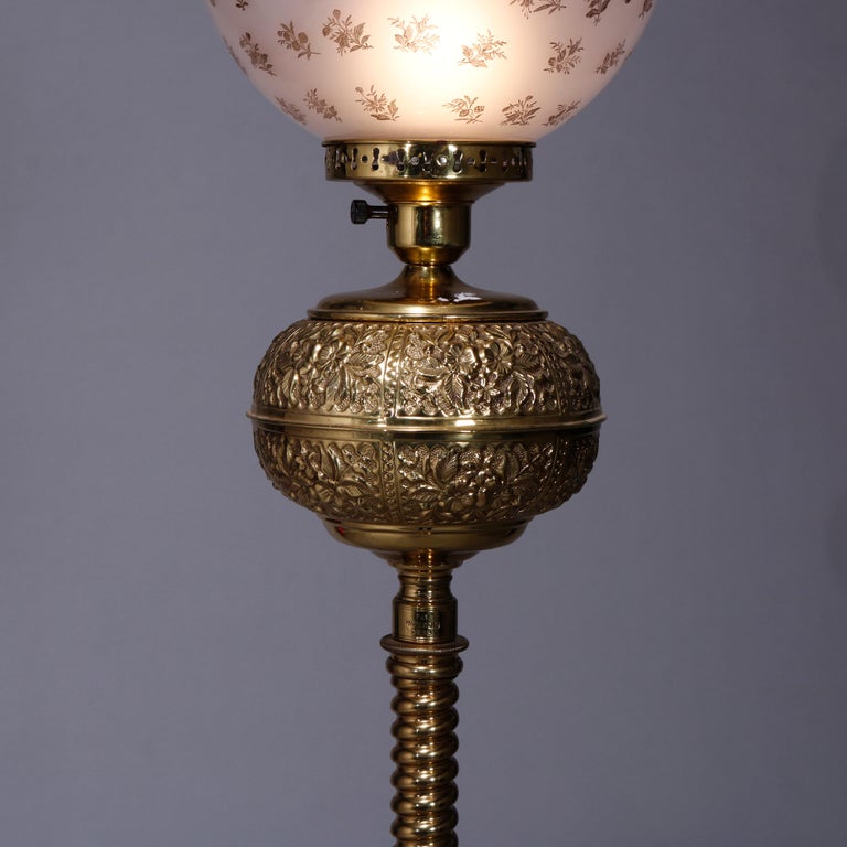 Victorian Figural Brass Piano Floor Lamp Signed B. Hollings and Co