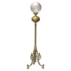 Victorian Figural Brass Piano Floor Lamp Signed B. Hollings & Co. Dated 1888