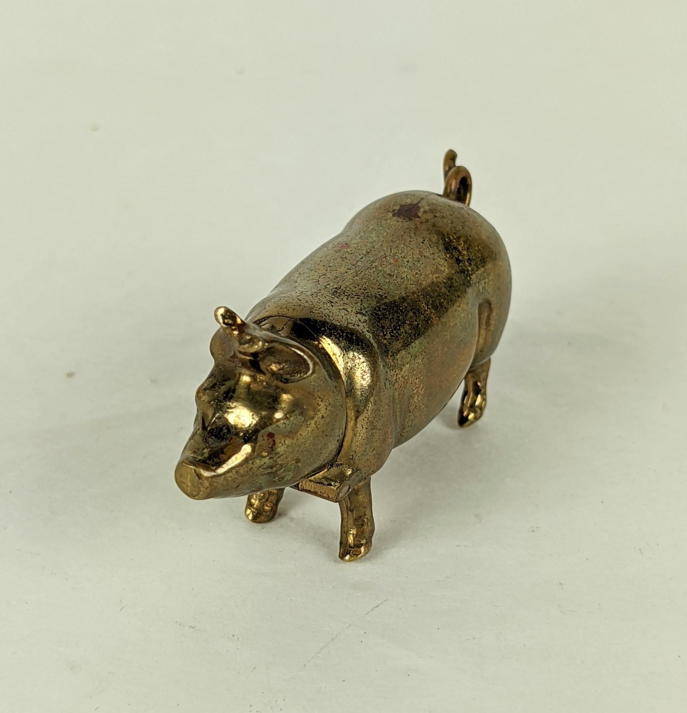 Brown Victorian Figural Pig Match Safe