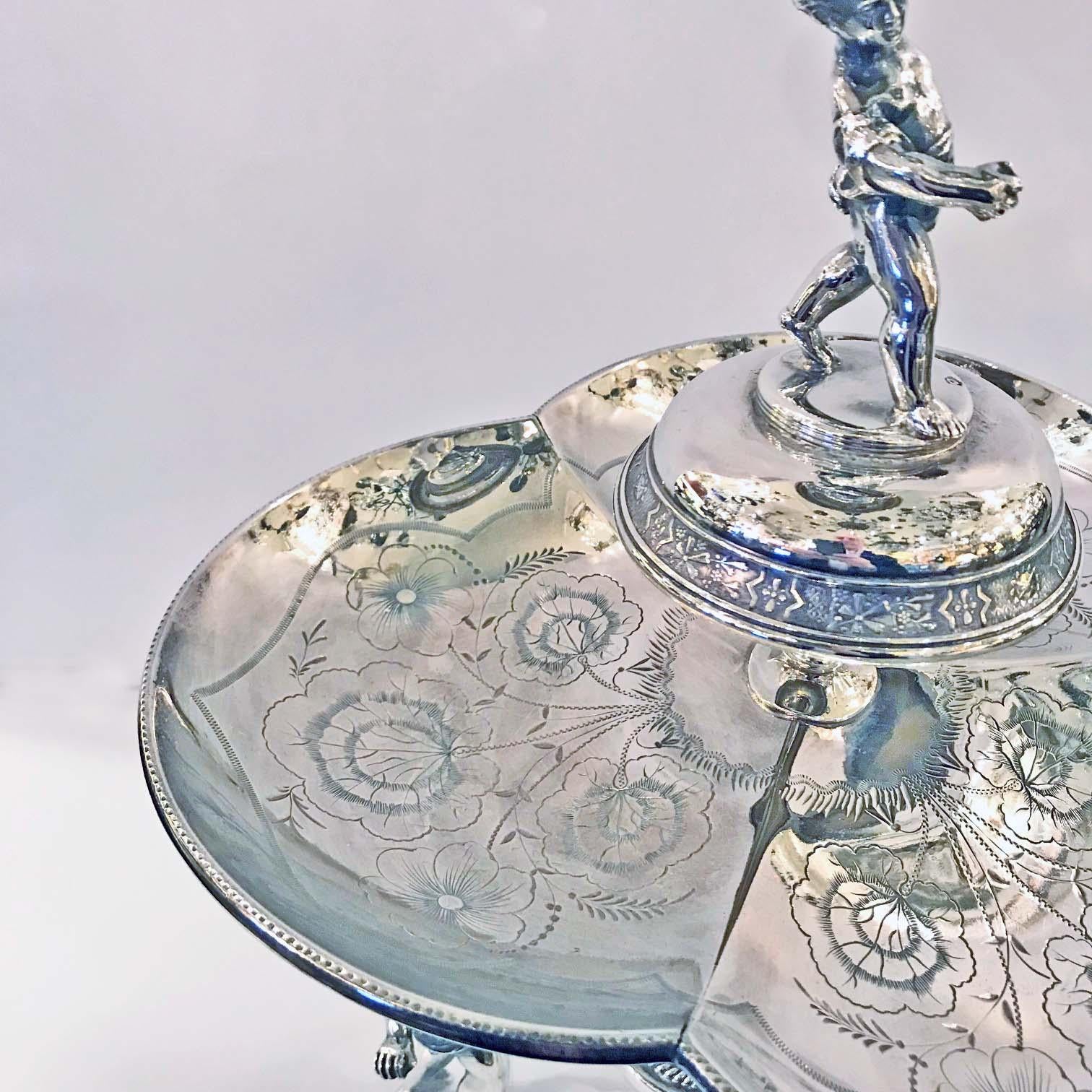 Victorian Figural Silver Plated Centerpiece For Sale 4