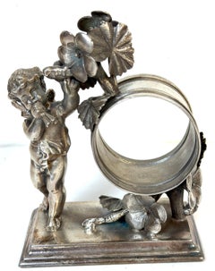 Victorian Figural Silver- Plated Cherub Napkin Ring by Simpson, Hall & Miller