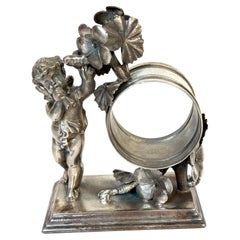 Victorian Figural Silver- Plated Cherub Napkin Ring by Simpson, Hall & Miller