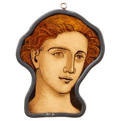 Victorian Figure Stained Glass Window Hanging