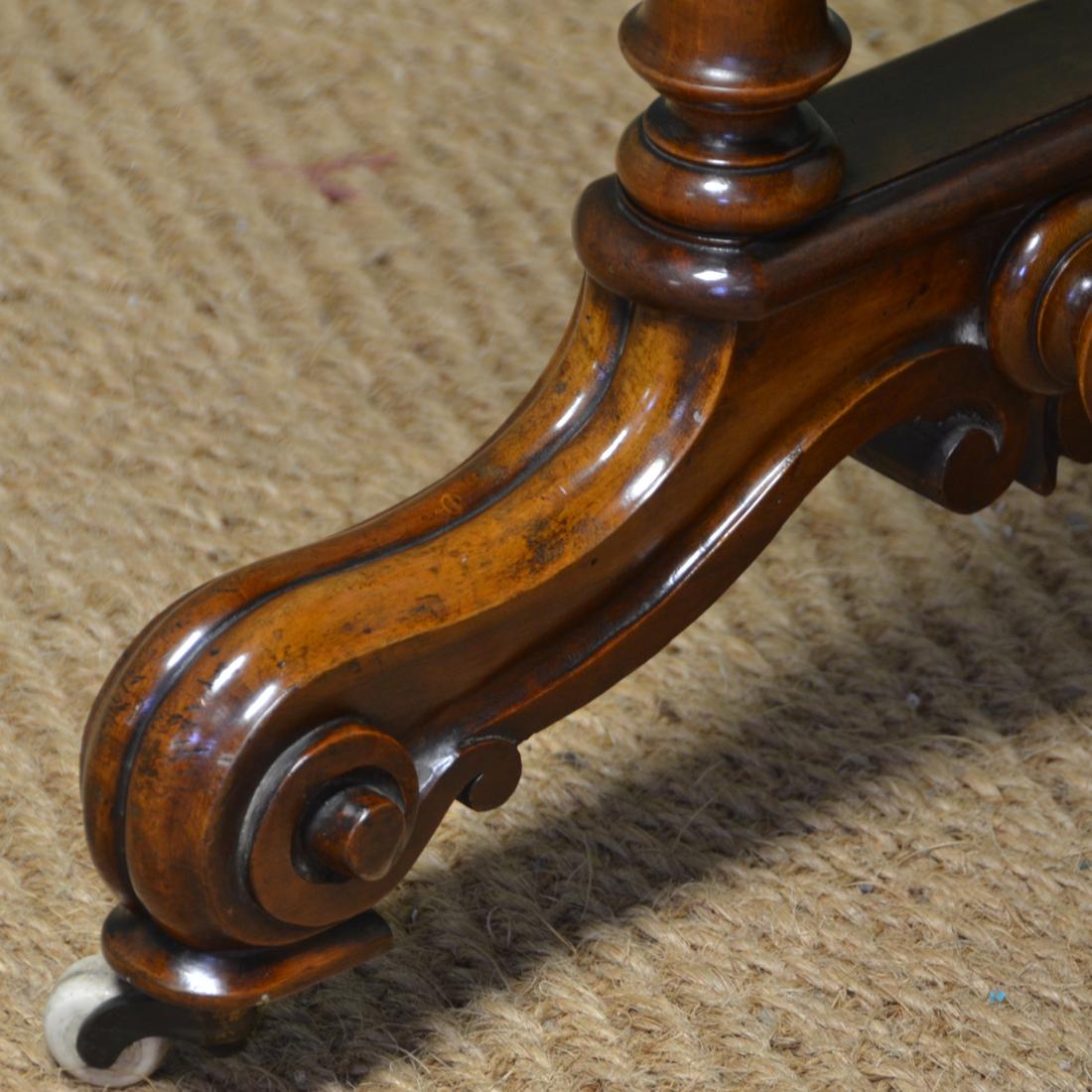 European Victorian Figured Golden Burr Walnut Antique Centre / Side / Writing Table