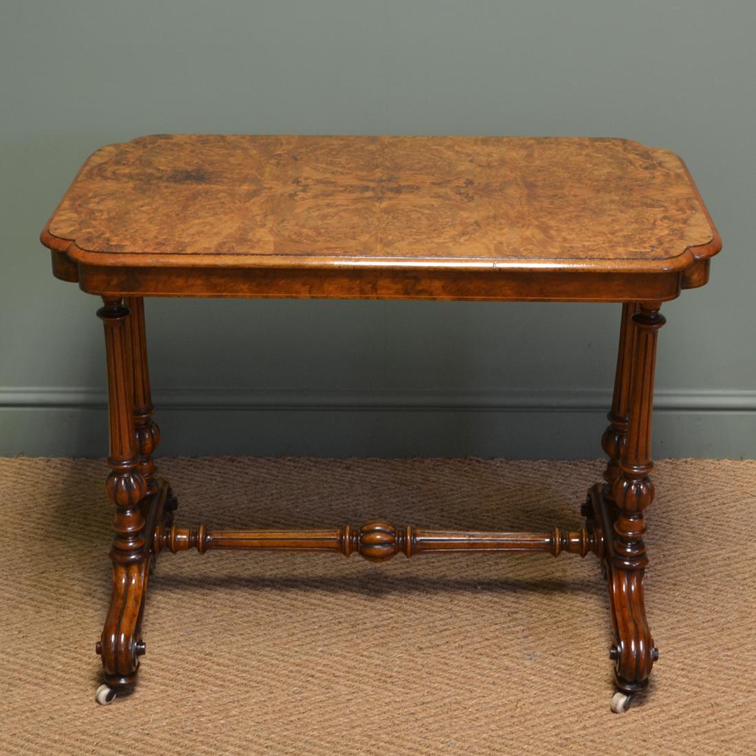 Victorian Figured Golden Burr Walnut Antique Centre / Side / Writing Table 2