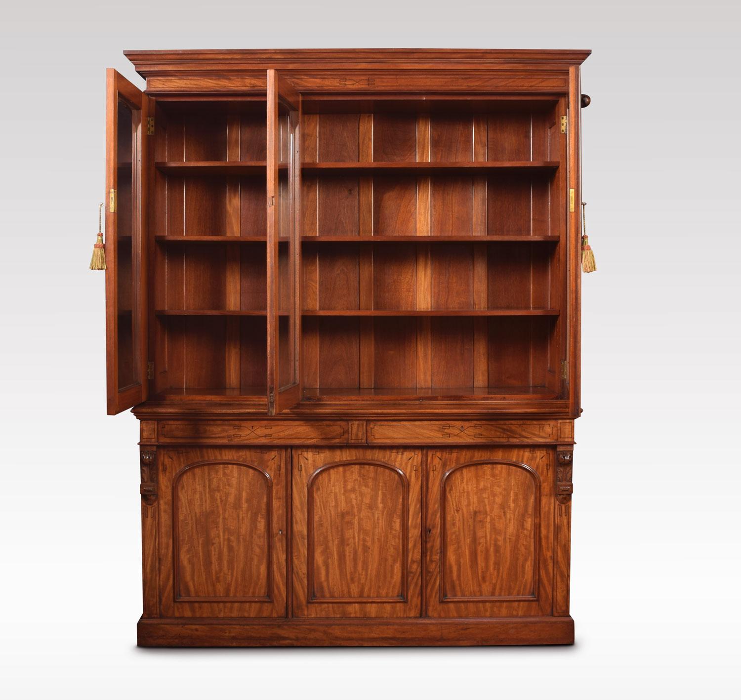 British Victorian Figured Mahogany Library Bookcase