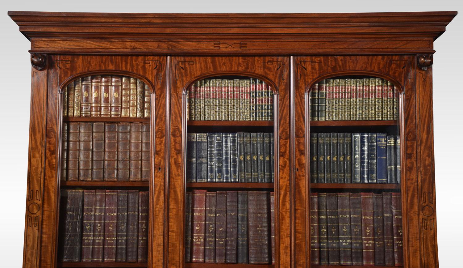 19th Century Victorian Figured Mahogany Library Bookcase