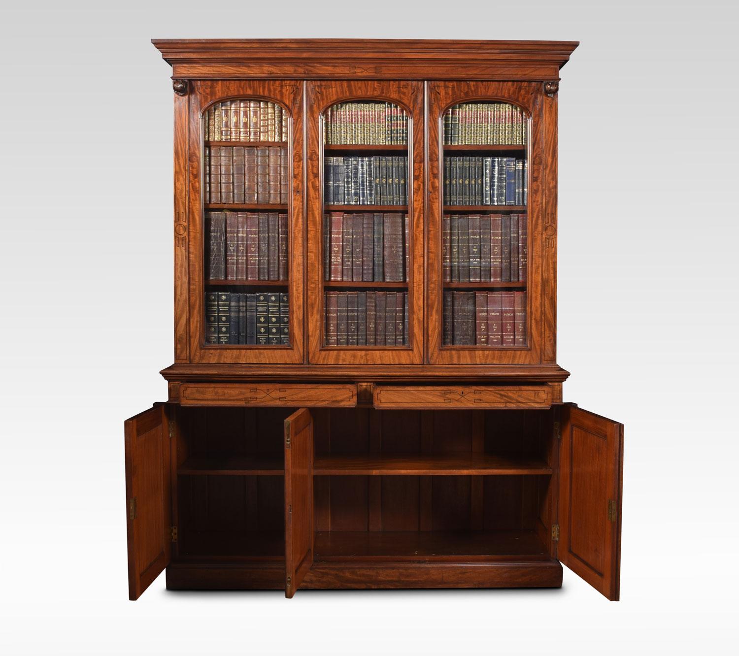Victorian Figured Mahogany Library Bookcase 2