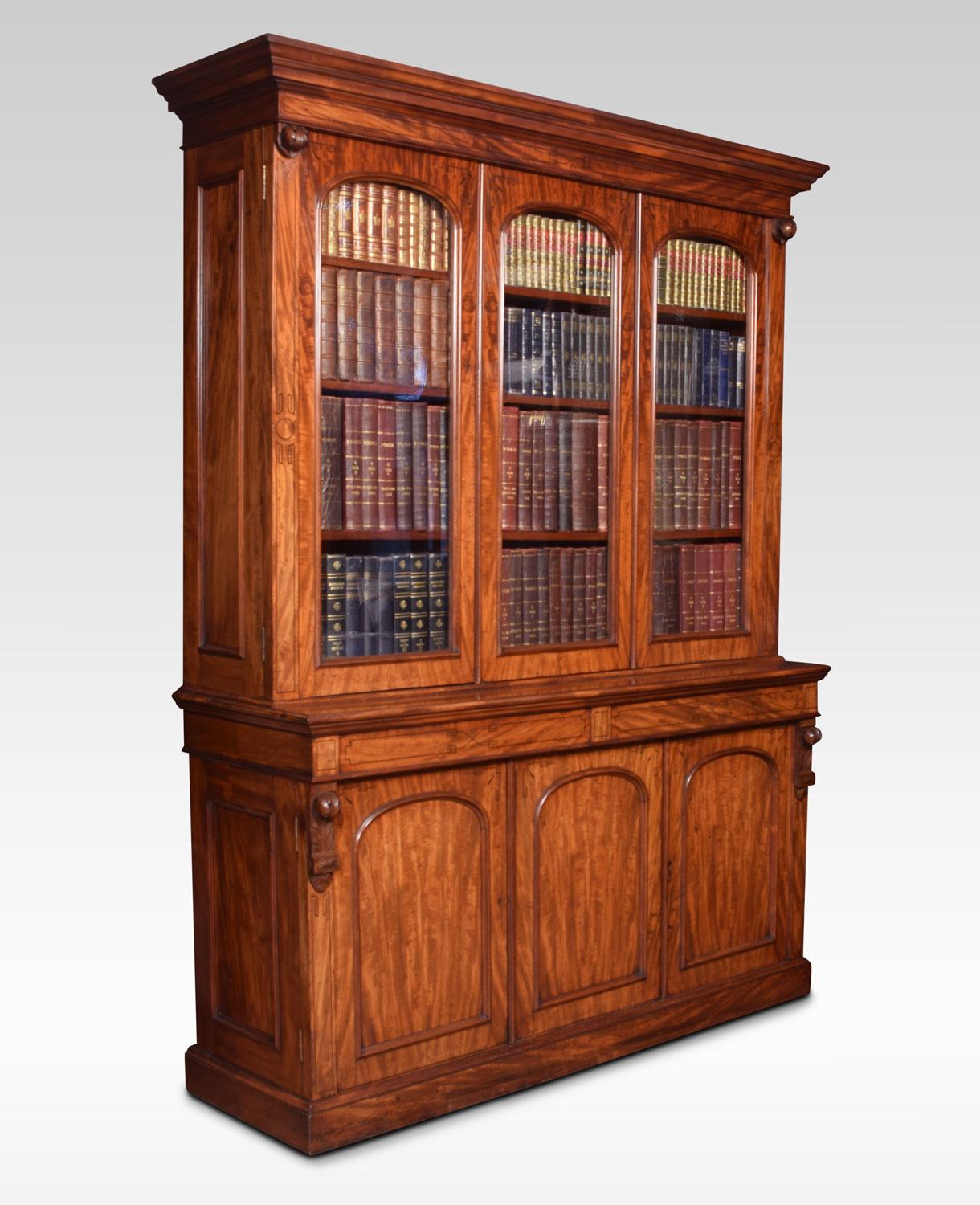 Victorian Figured Mahogany Library Bookcase 3