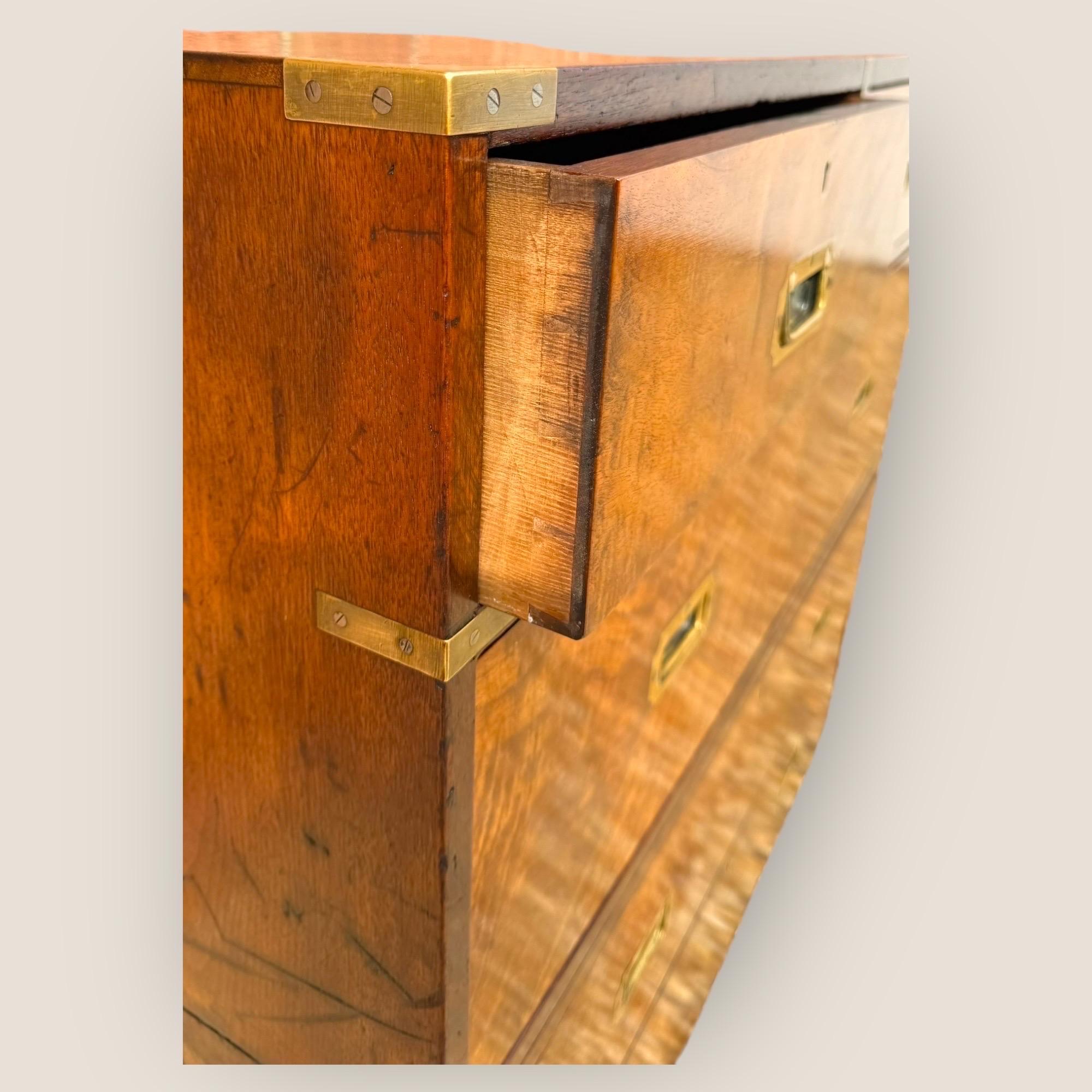 Victorian Figured Walnut Campaign Chest For Sale 4