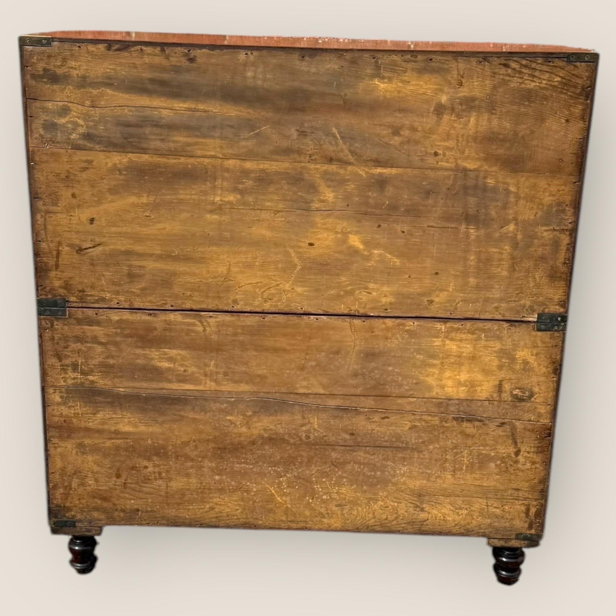 Victorian Figured Walnut Campaign Chest For Sale 7