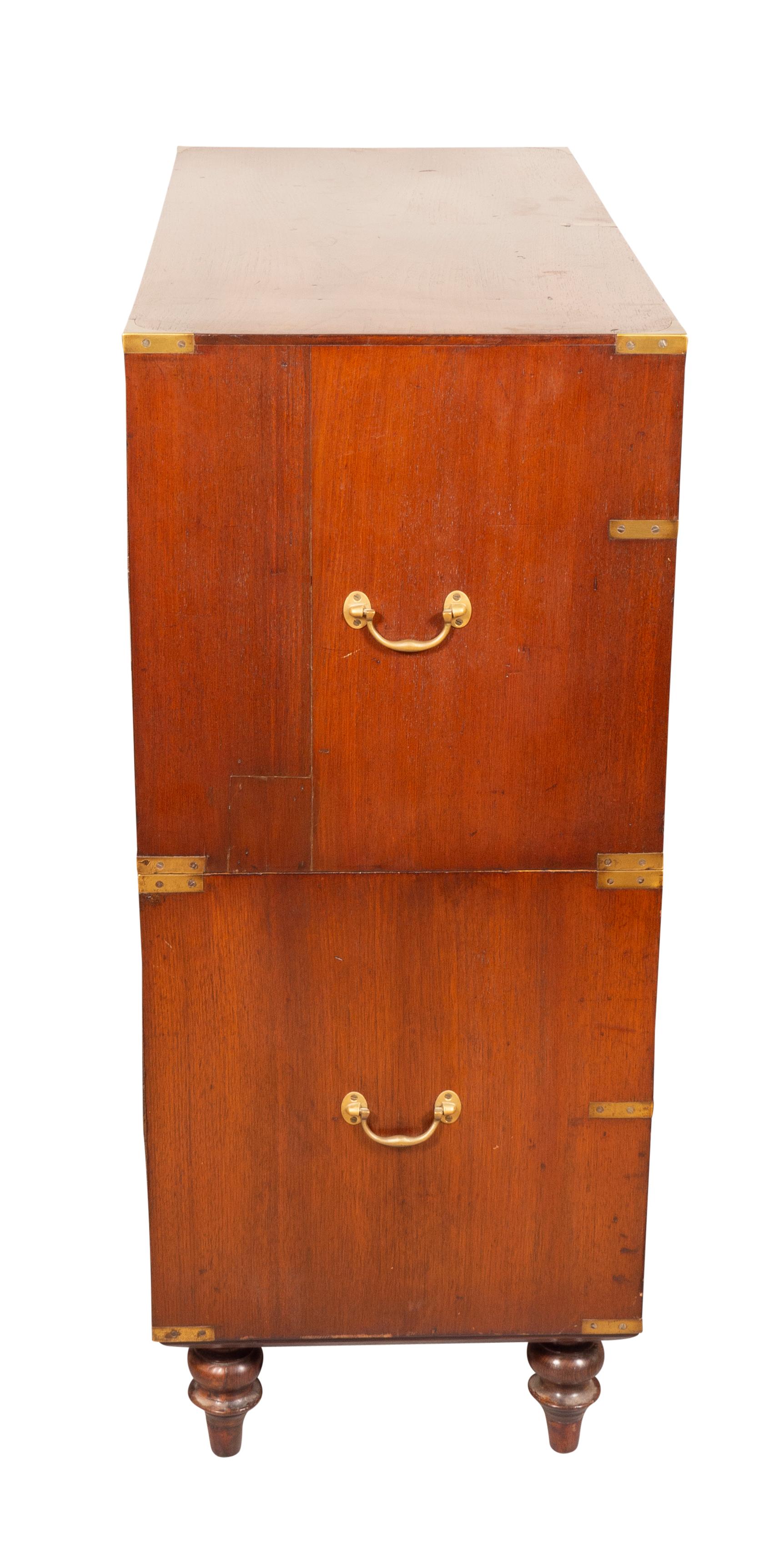 English Victorian Figured Walnut Campaign Chest For Sale