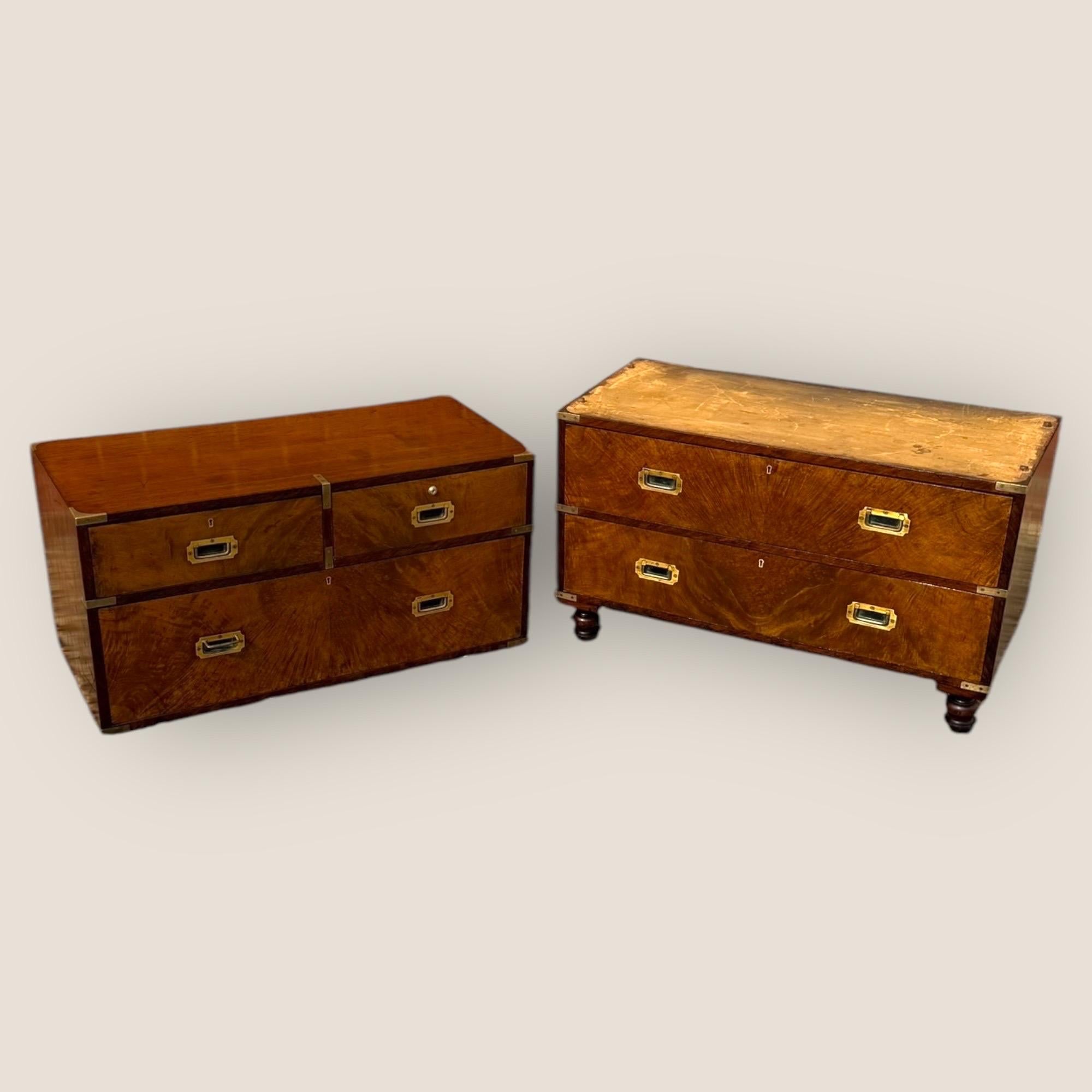 Victorian Figured Walnut Campaign Chest In Good Condition For Sale In King's Lynn, GB