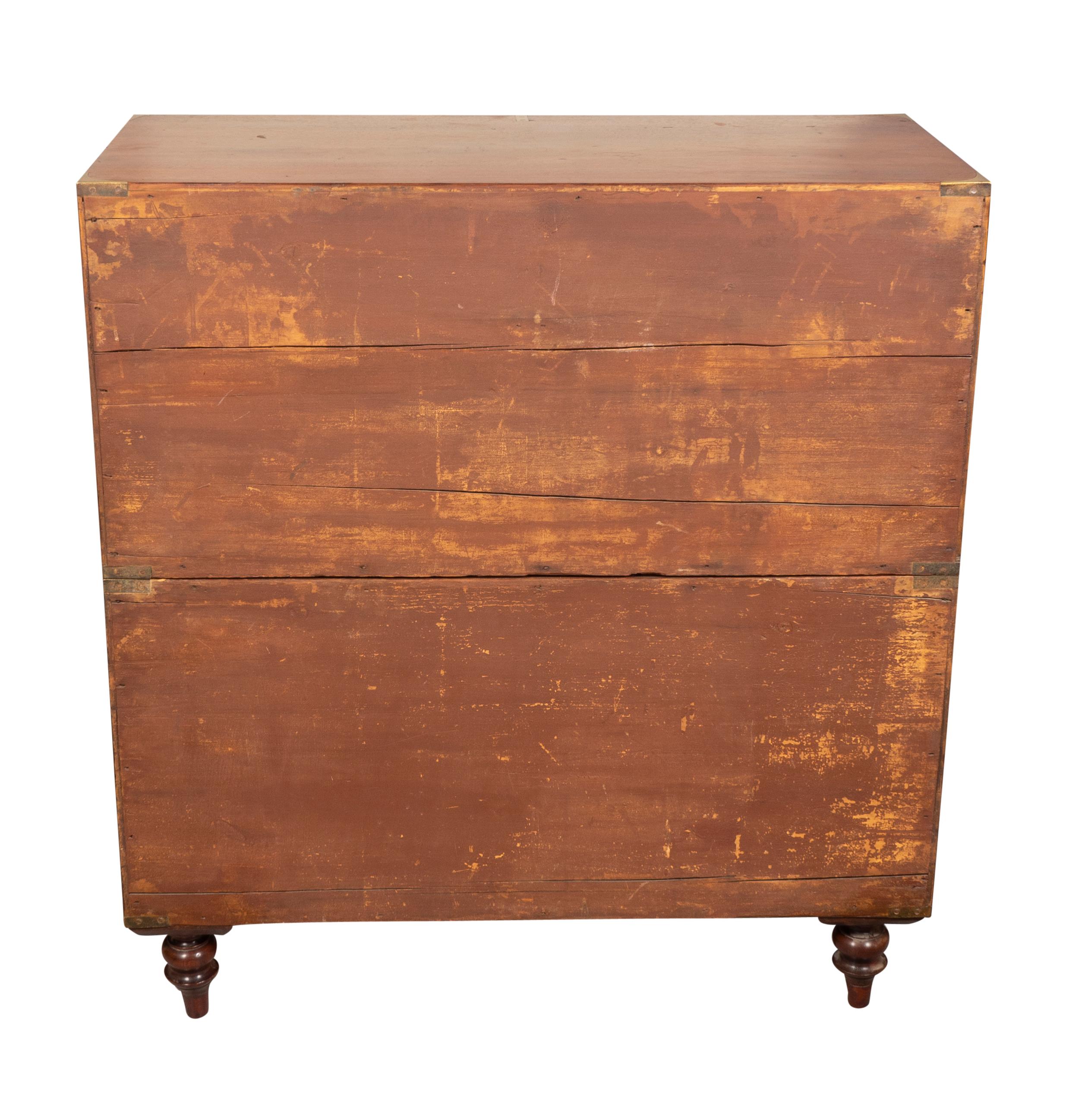 Victorian Figured Walnut Campaign Chest In Good Condition For Sale In Essex, MA