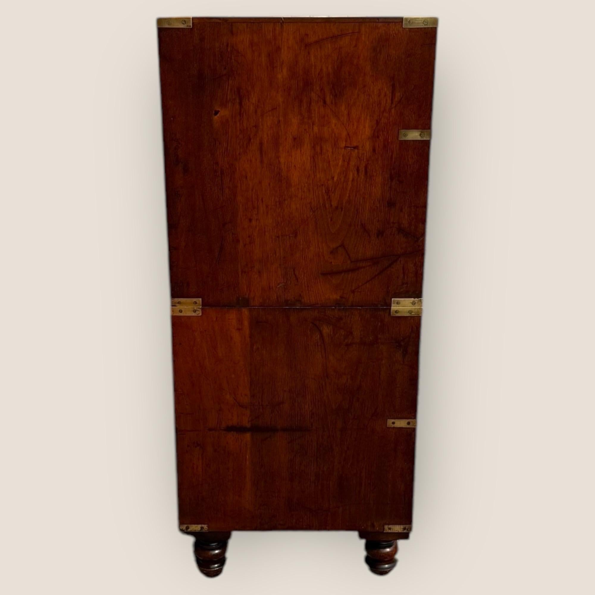 19th Century Victorian Figured Walnut Campaign Chest For Sale