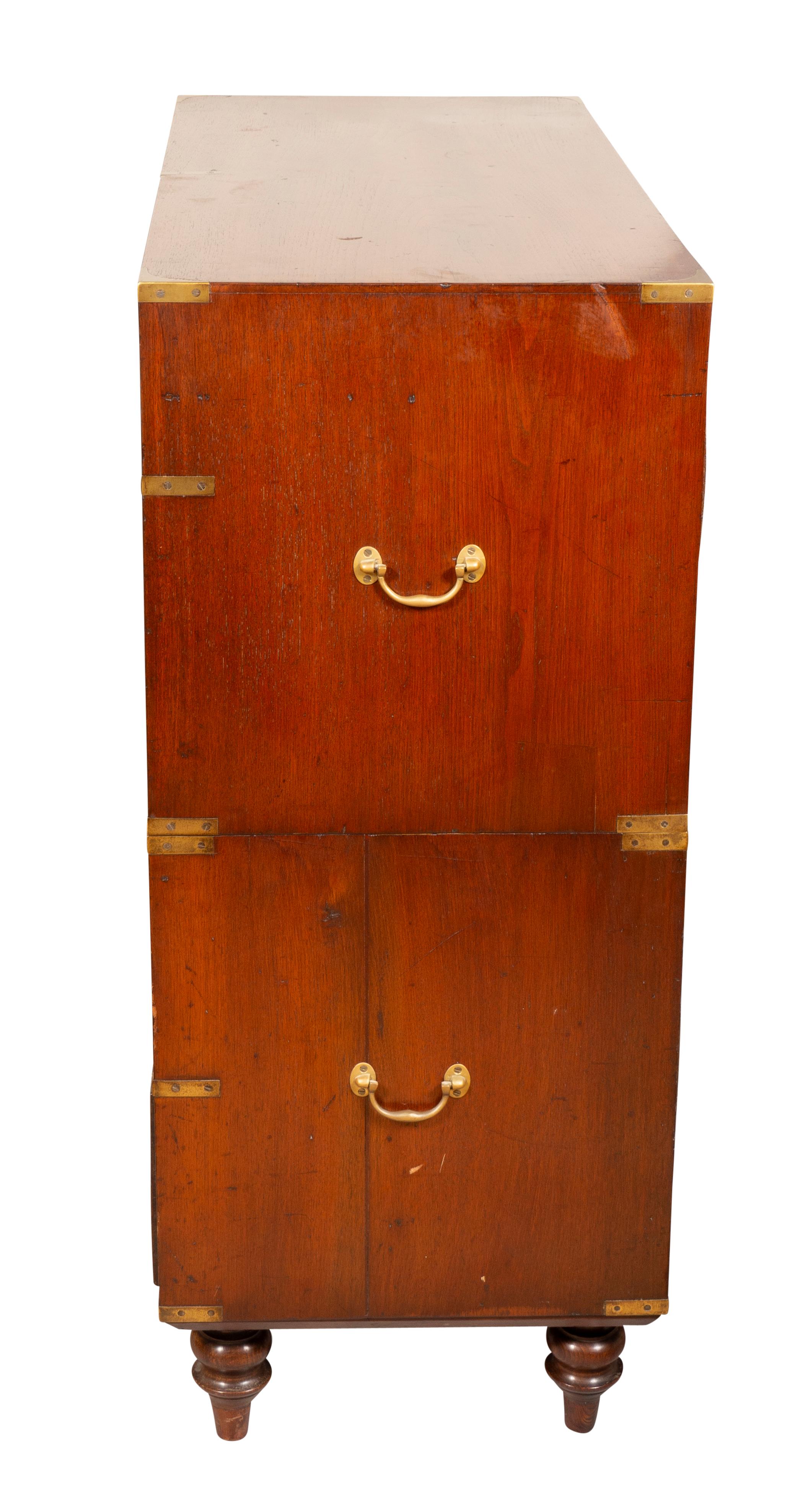 Mid-19th Century Victorian Figured Walnut Campaign Chest For Sale