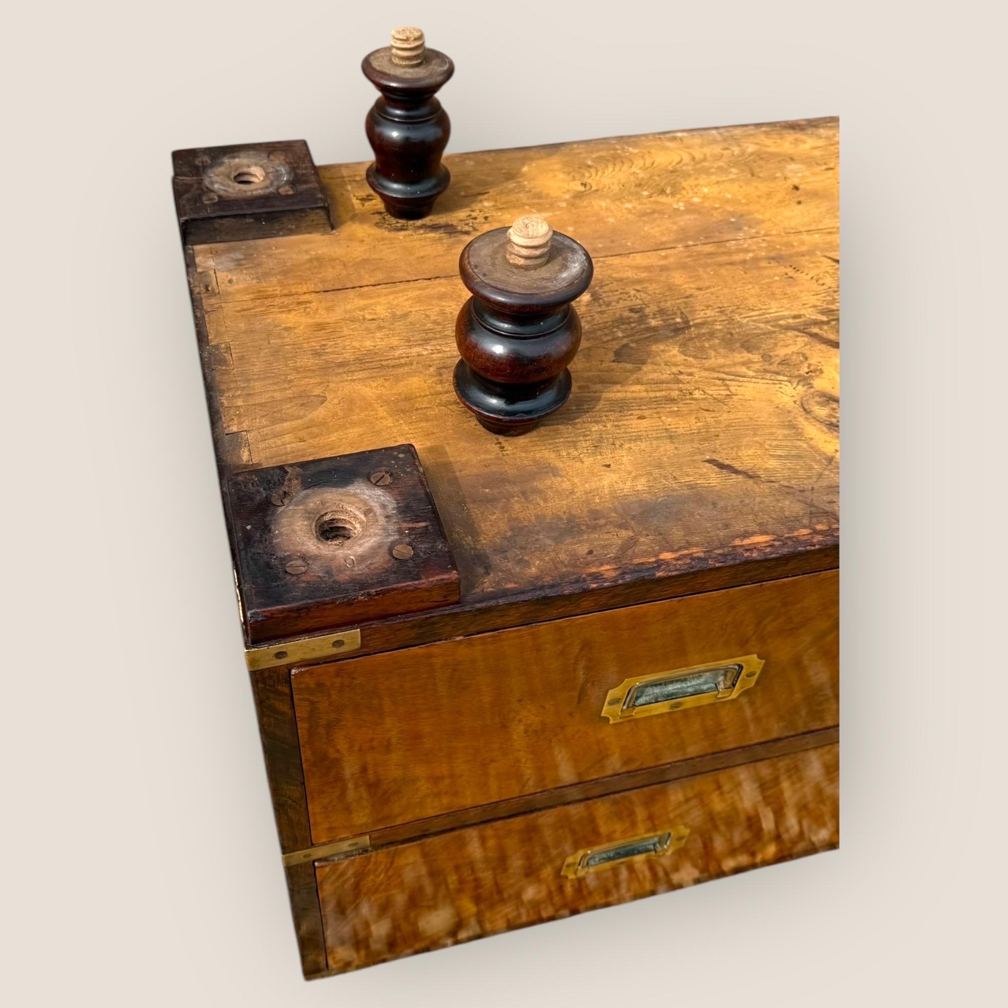 Victorian Figured Walnut Campaign Chest For Sale 1