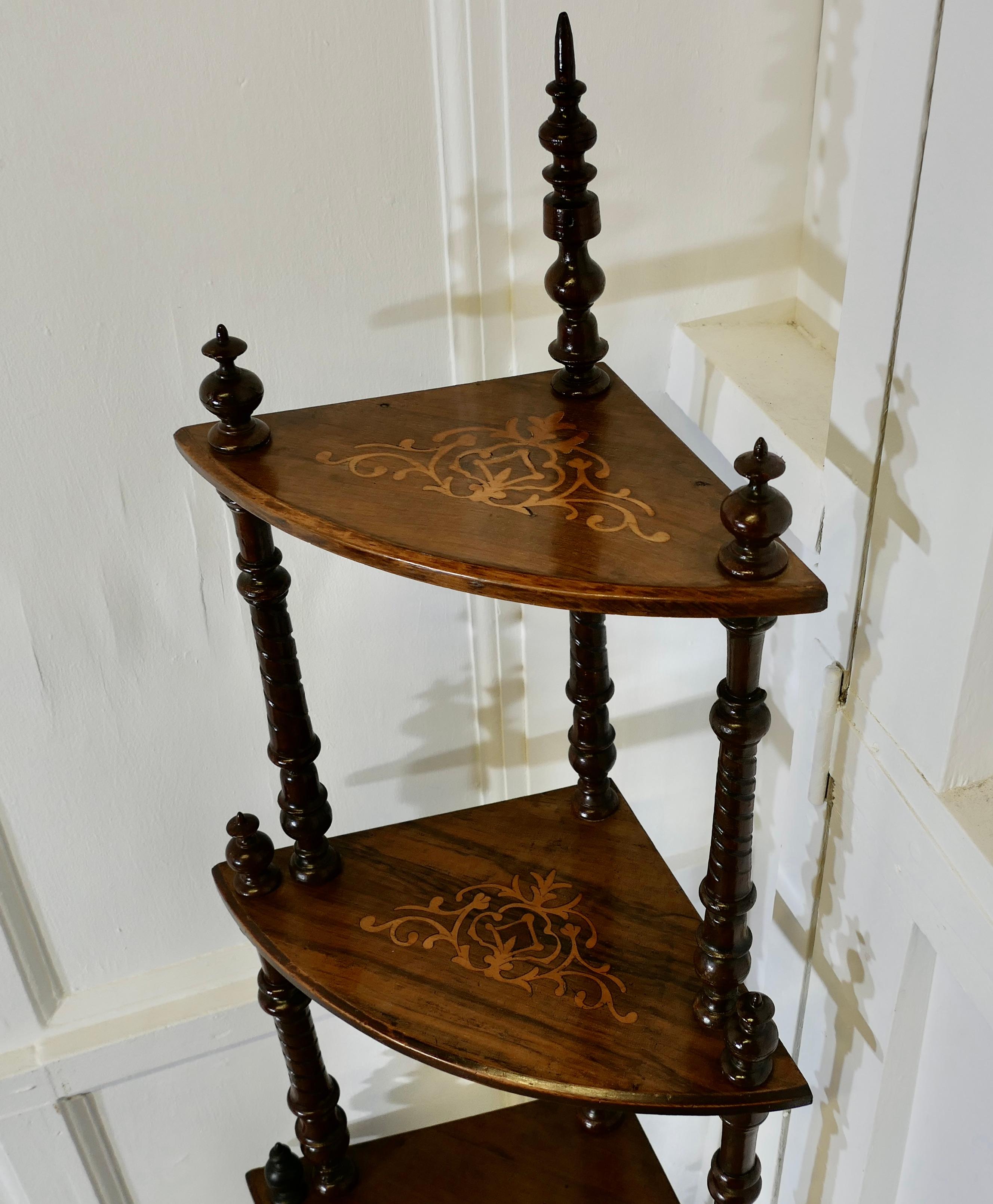 Victorian Figured Walnut Corner Whatnot, Etagere 1