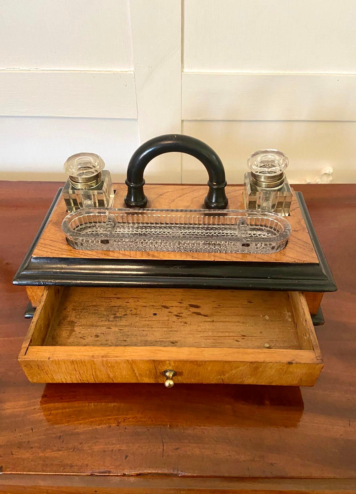 Mid-19th Century Victorian Figured Walnut Free Standing Desk Set For Sale