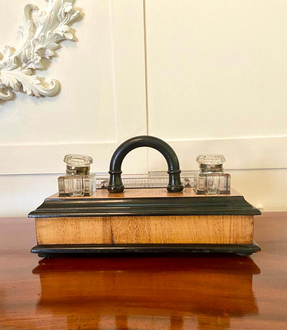 Victorian Figured Walnut Free Standing Desk Set For Sale 1