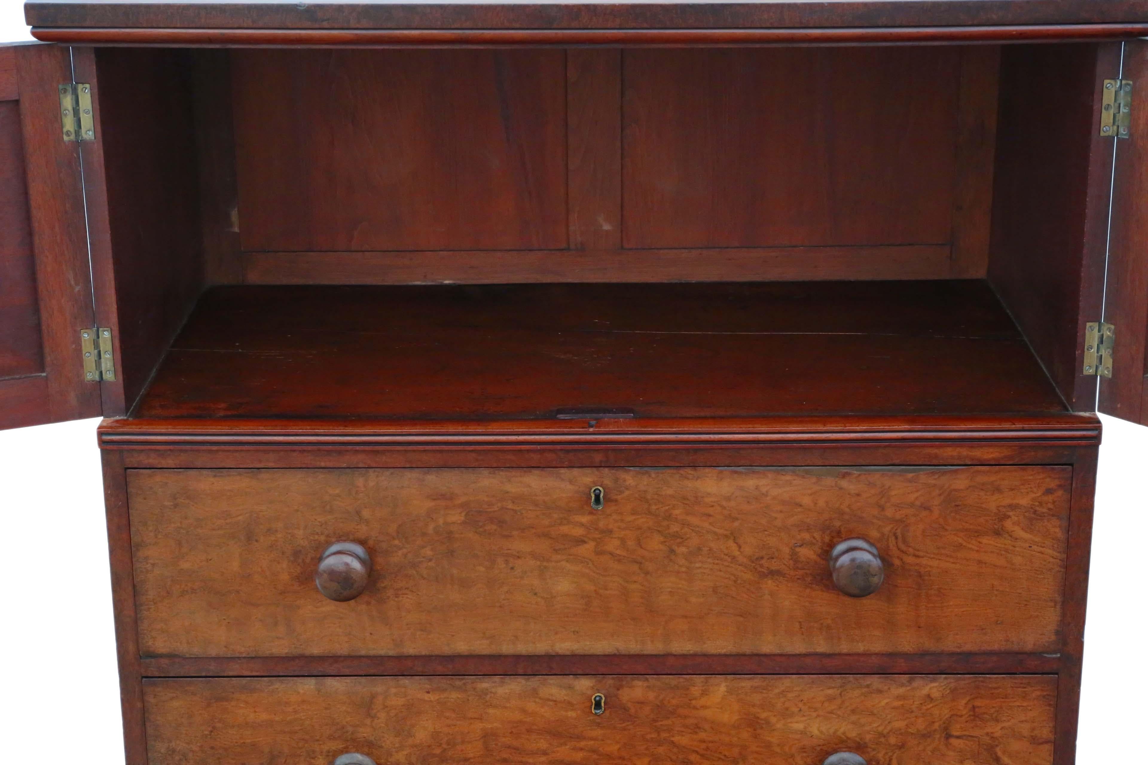 Antique Quality Walnut Housekeeper's Press Cupboard On Chest 19th Century  In Good Condition In Wisbech, Cambridgeshire