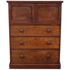 Antique Quality Walnut Housekeeper's Press Cupboard On Chest 19th Century 