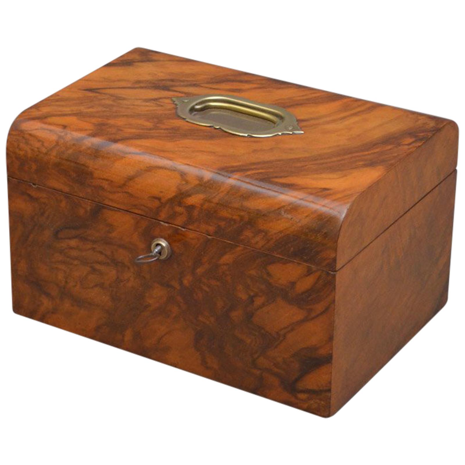 Victorian Figured Walnut Jewellery Box For Sale