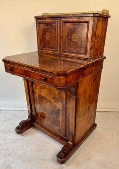 Victorian Figured Walnut Ladies Writing Bureau or Bonheur de Jour