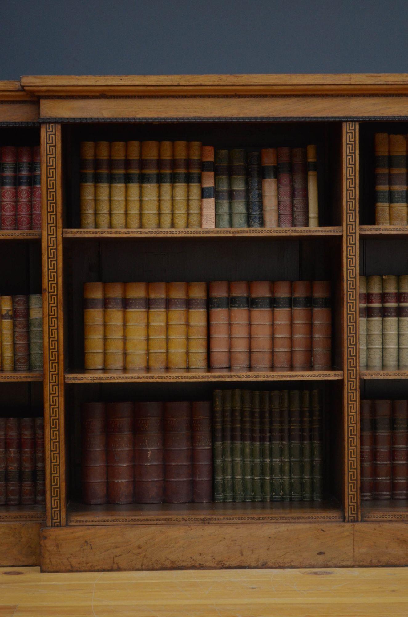 Victorian Figured Walnut Open Bookcase 7