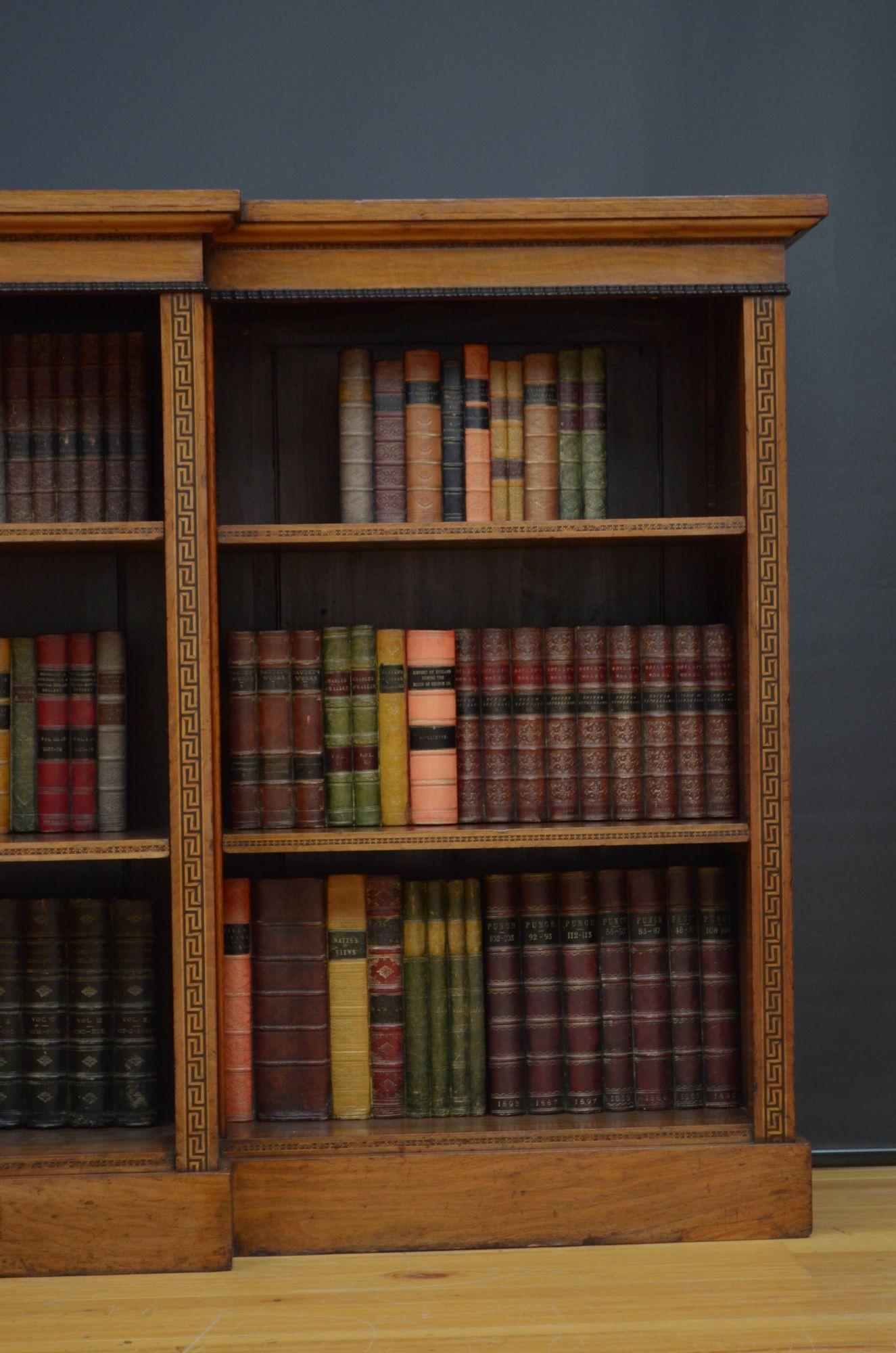 Victorian Figured Walnut Open Bookcase 10