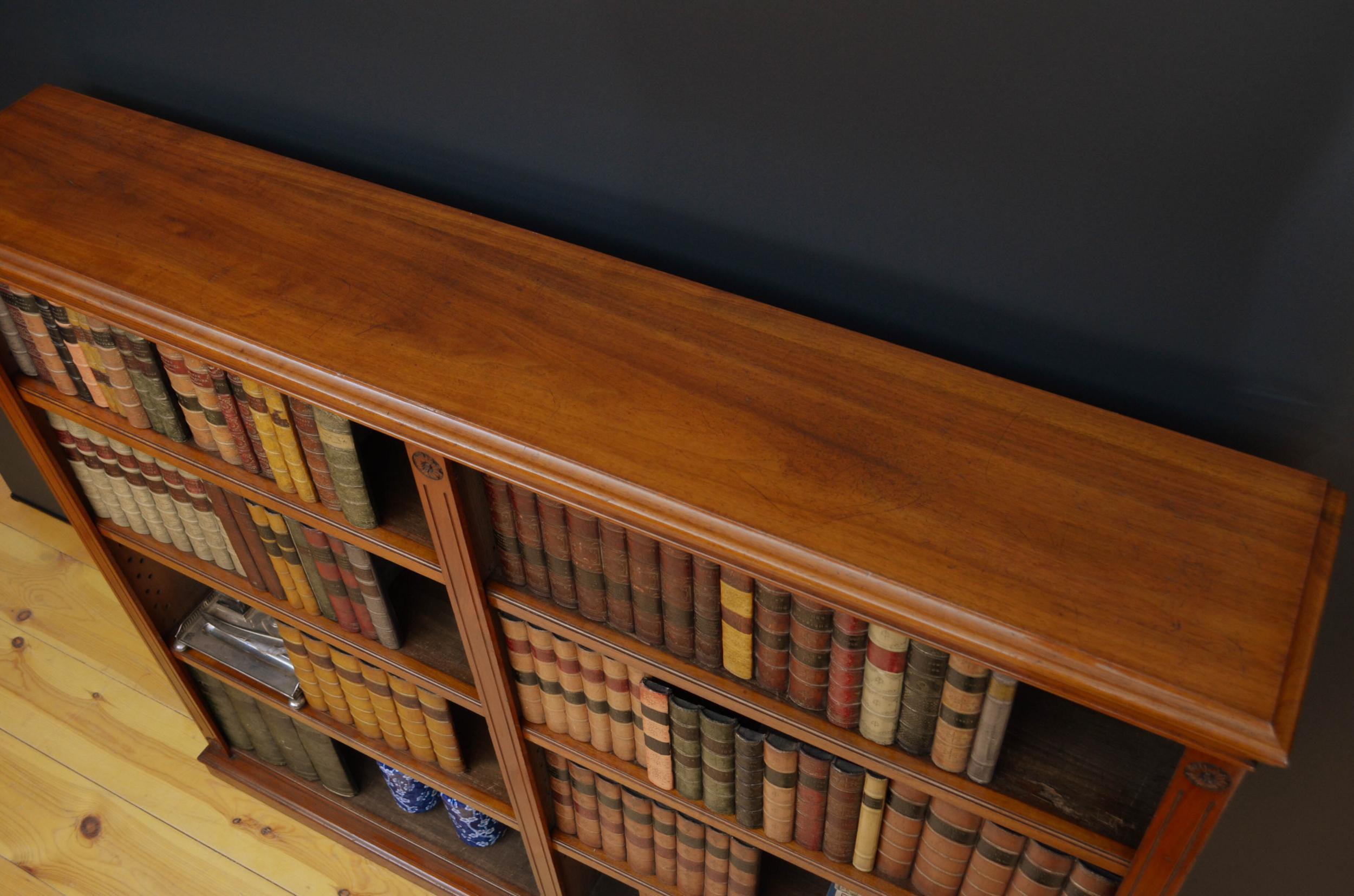 British Victorian Figured Walnut Open Bookcase