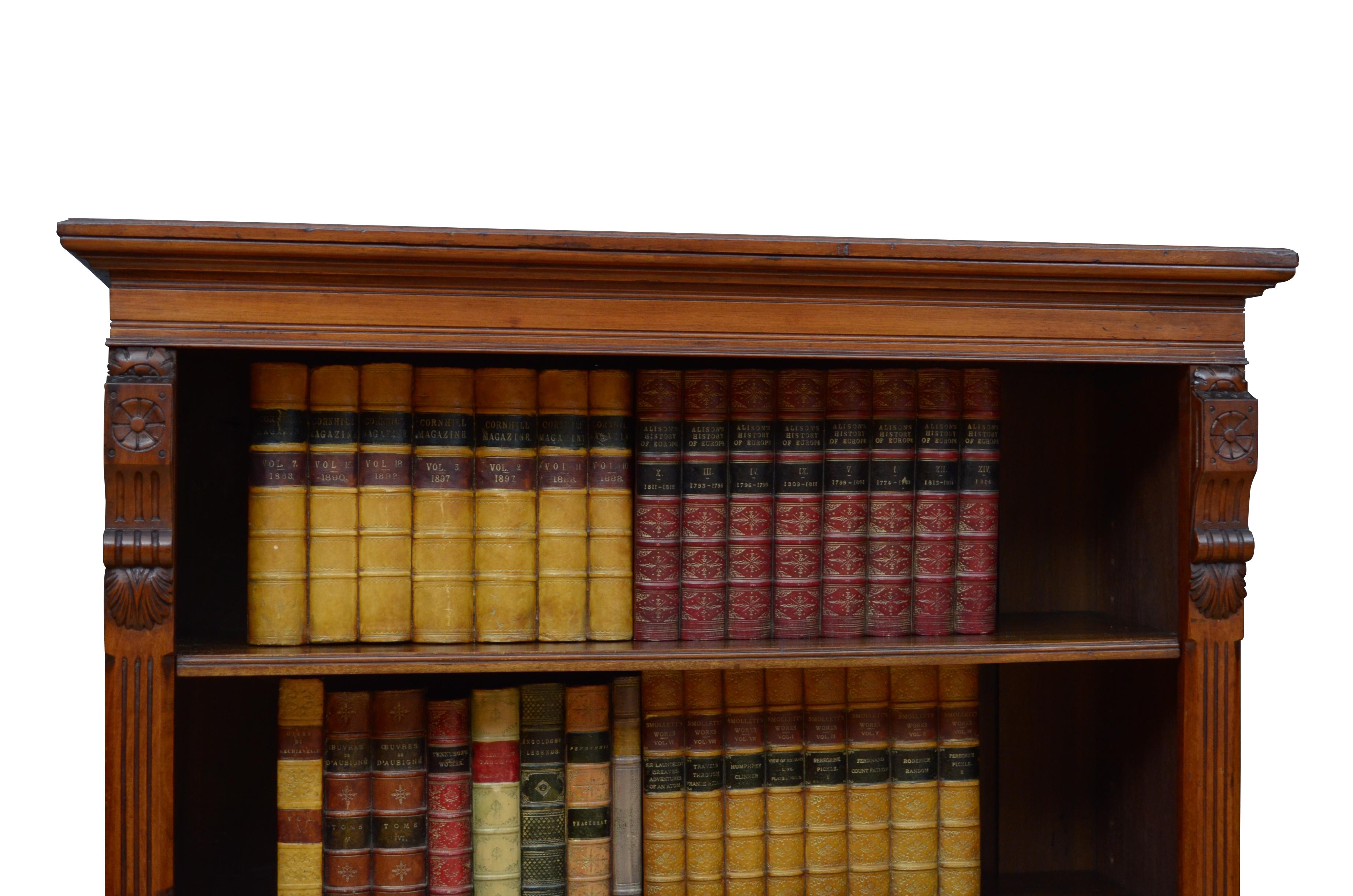 Victorian Figured Walnut Open Bookcase 1