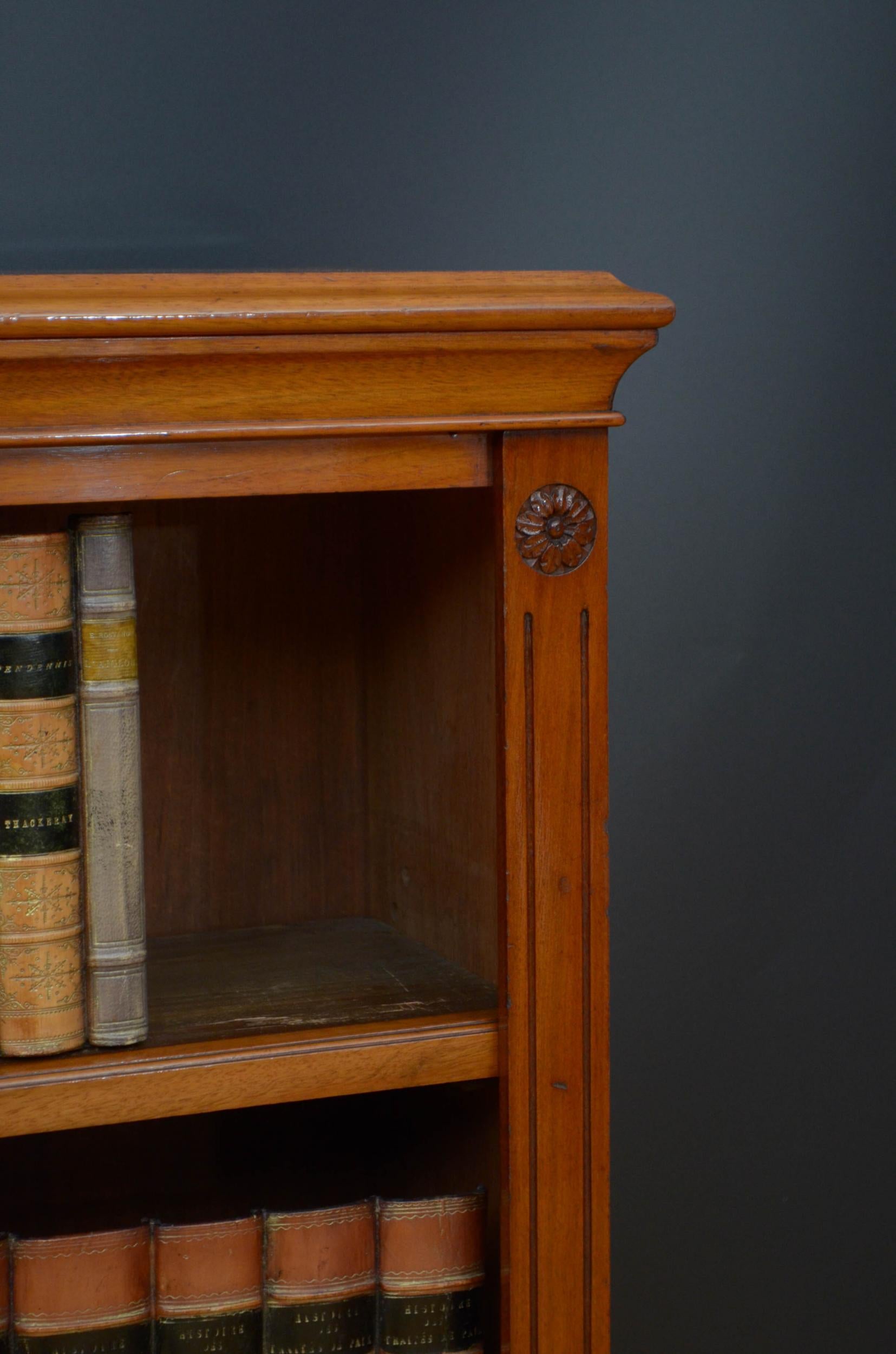 Victorian Figured Walnut Open Bookcase For Sale 4