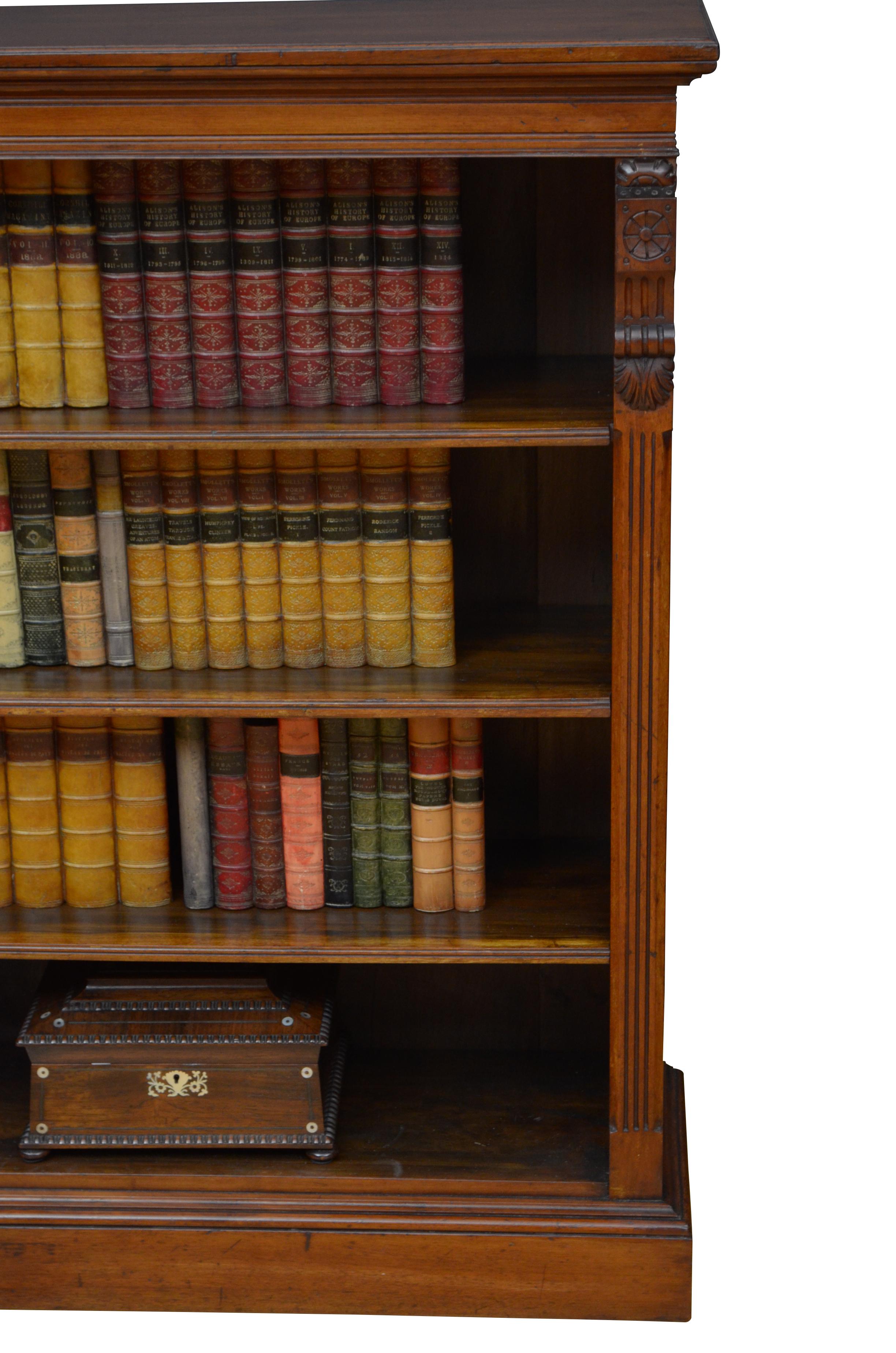 Victorian Figured Walnut Open Bookcase 4