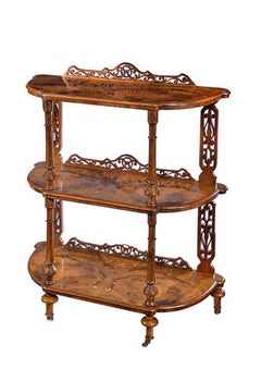 Victorian Figured Walnut & Satinwood Inlaid Three-Tier Whatnot