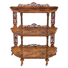 Victorian Figured Walnut & Satinwood Inlaid Three-Tier Whatnot