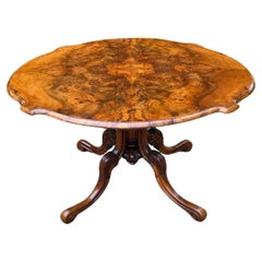 Victorian Figured Walnut Serpentine Sutherland Tea Table by T. Eyles