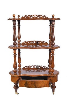 Victorian Figured Walnut Whatnot with a Concealed Drawer