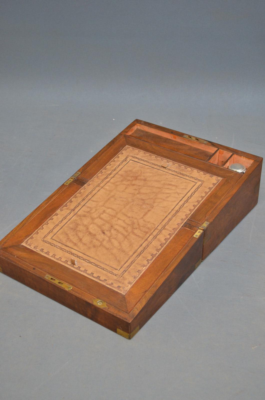 English Victorian Figured Walnut Writing Box