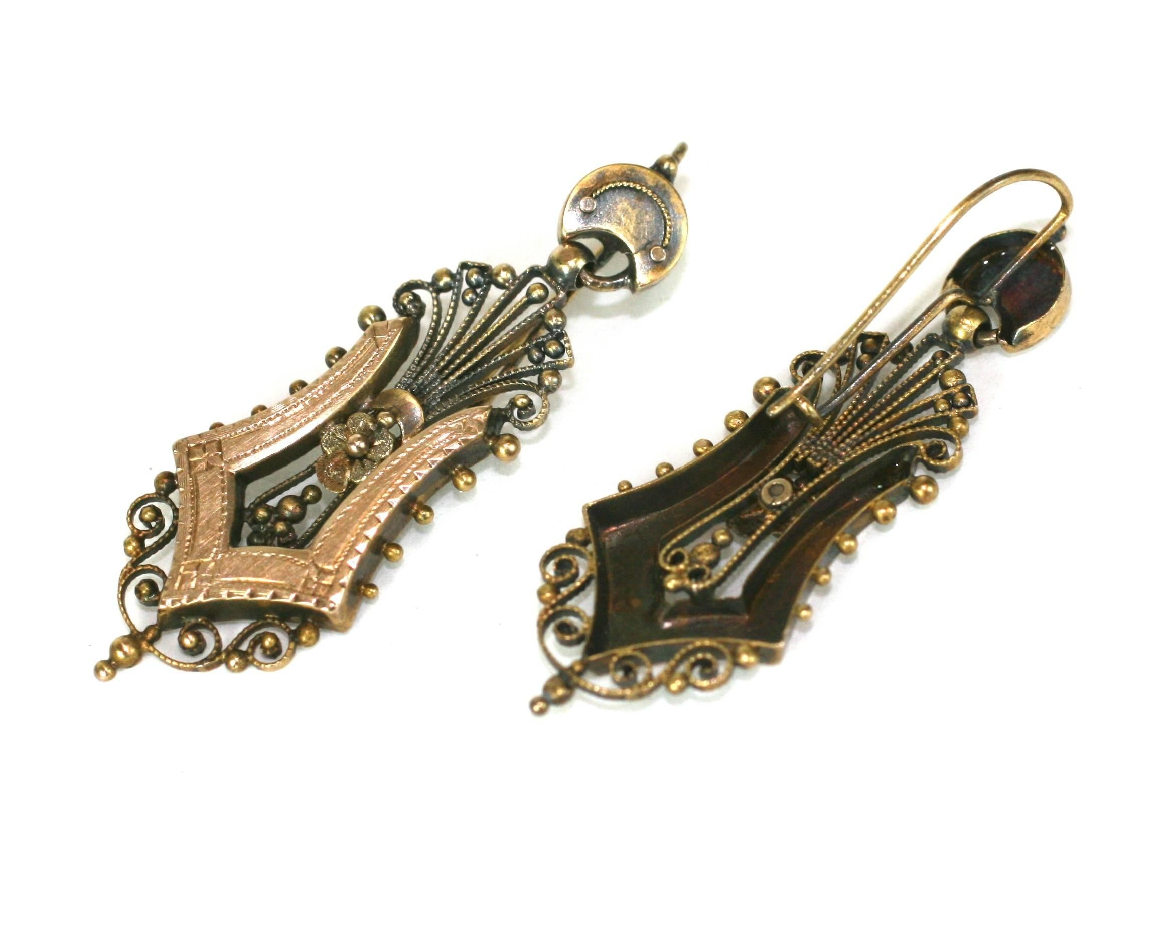 Women's Victorian Filigree Harp Earrings For Sale