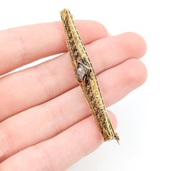 Victorian Filigree & Milgrain Diamond Brooch in 14k Yellow Gold