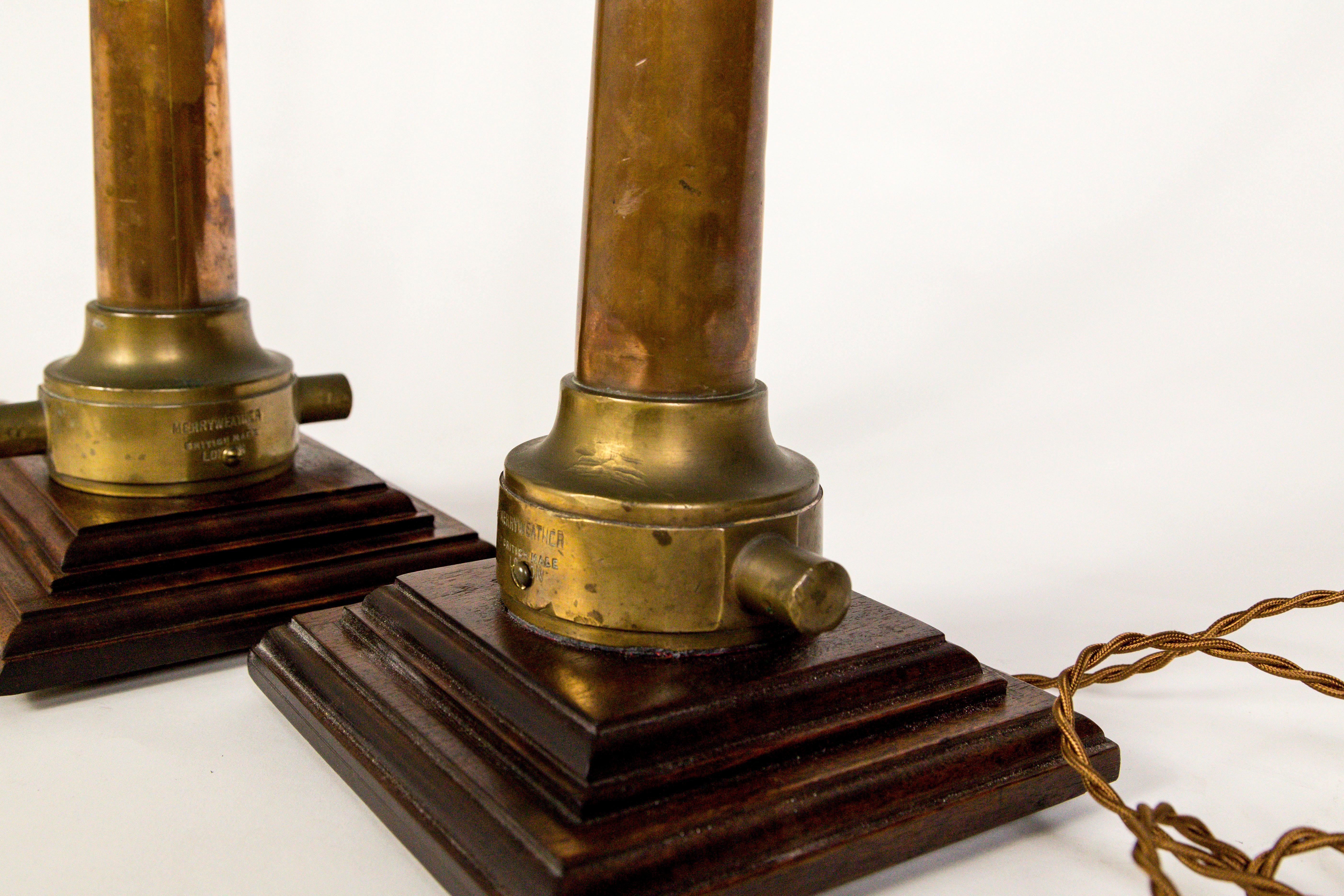 Copper & Brass Victorian Fire Hose Nozzle Lamps (pair) 5