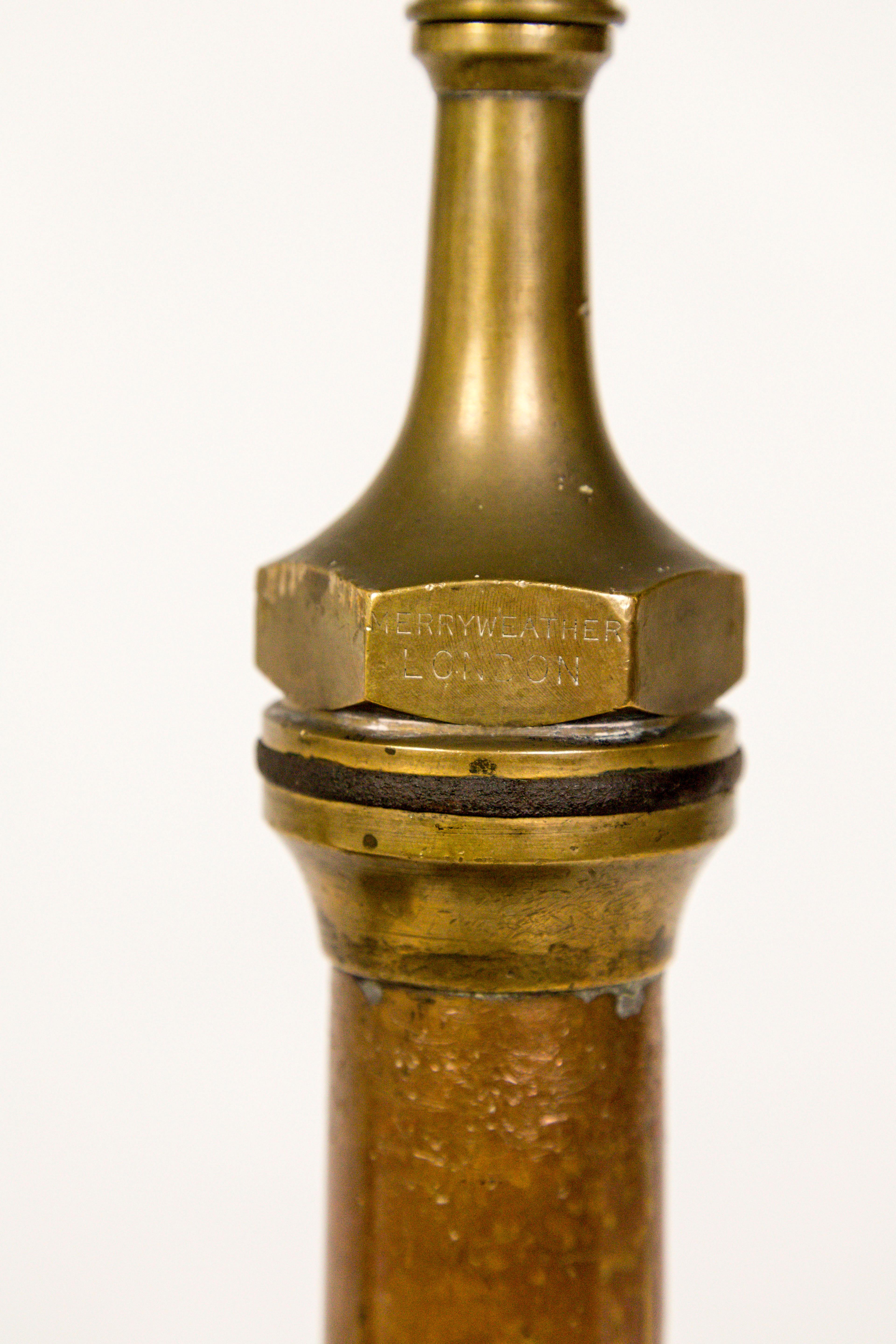 British Copper & Brass Victorian Fire Hose Nozzle Lamps (pair)